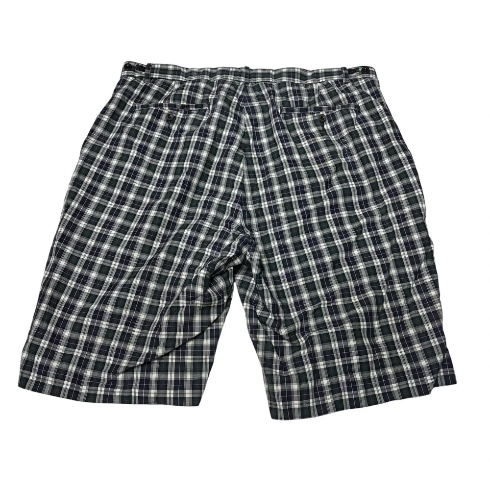 Vtg Polo Ralph Lauren Plaid Shorts Mens 36X11 Green Navy Blue Tartan Cotton Golf